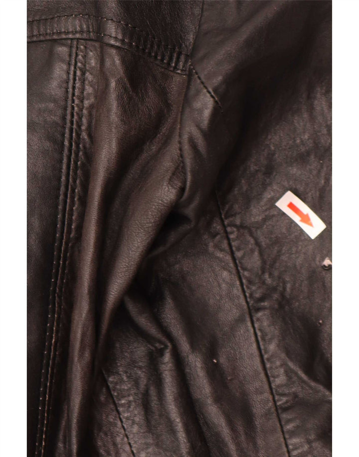 Vintage Womens 3 Button Leather Blazer Jacket IT 44 Medium Black