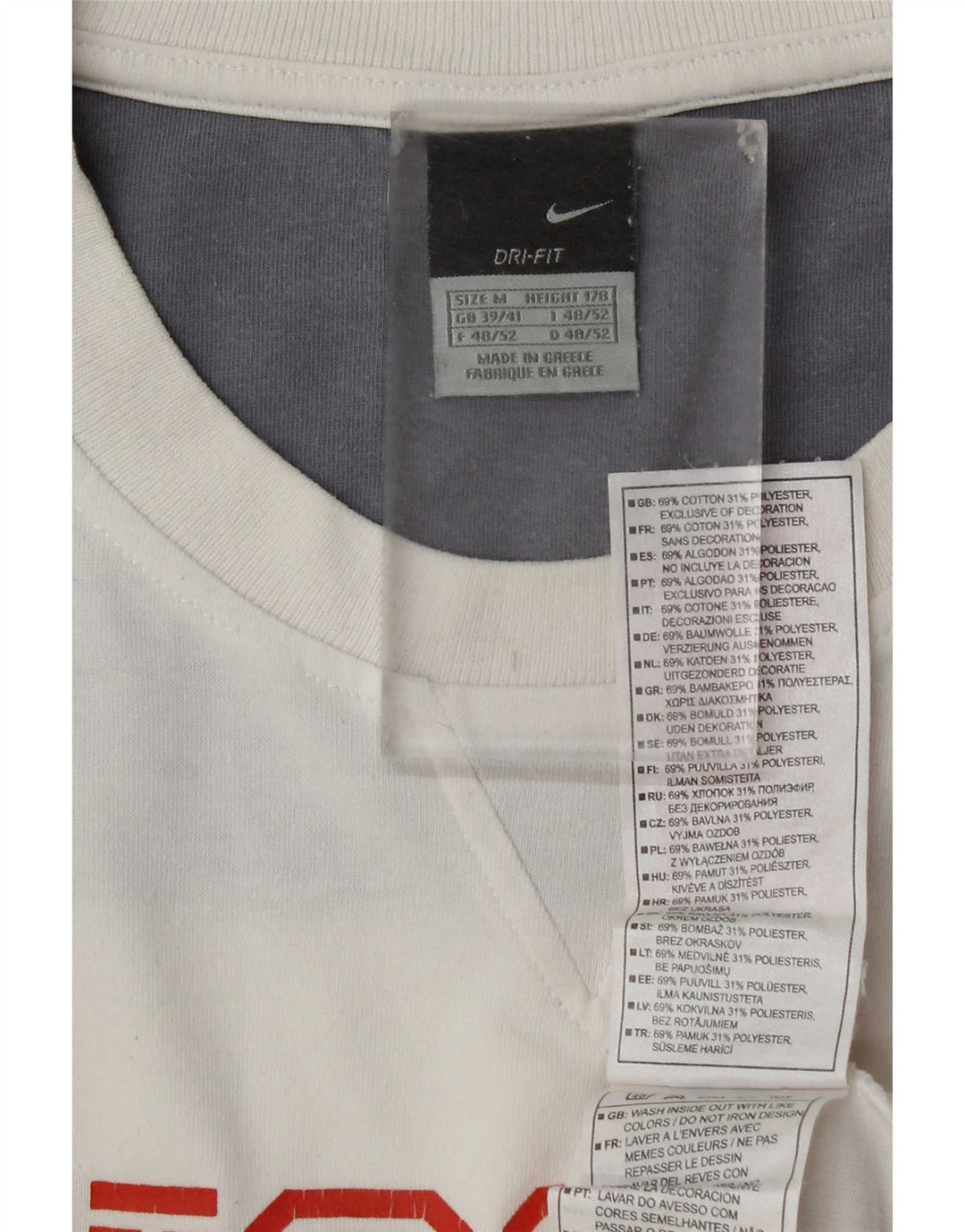 Nike Mens Graphic Top Long Sleeve UK 39/41 Medium White Cotton
