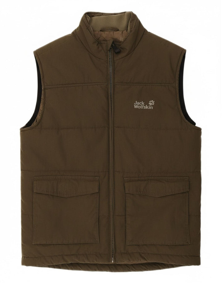 JACK WOLFSKIN Boys Padded Gilet 11-12 Years Khaki Polyester