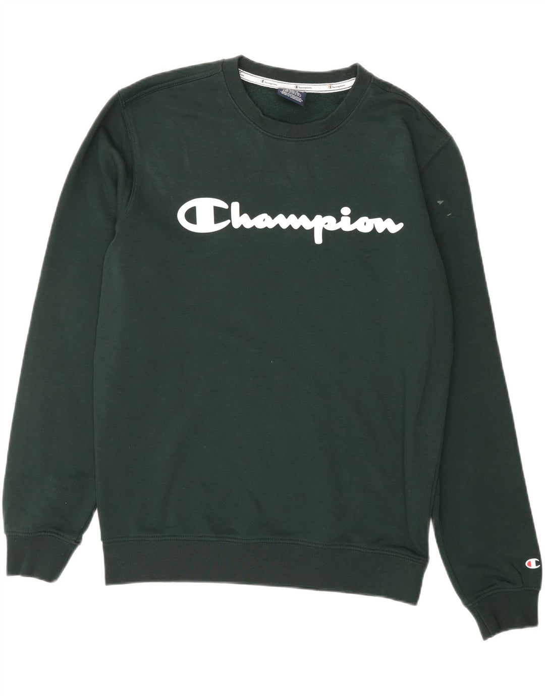 CHAMPION Mens Graphic Sweatshirt Jumper Small Green Cotton Vintage Champion and Second-Hand Champion from Messina Hembry 
