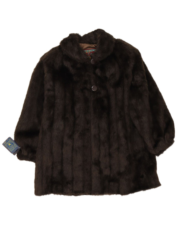 Nicola D' Angelo Womens Faux Fur Overcoat UK 16 Large Brown