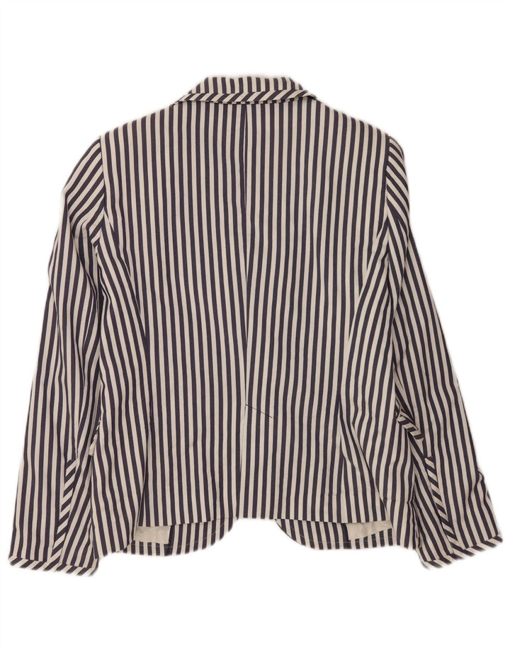Zara Womens 2 Button Blazer Jacket UK 18 XL Navy Blue Striped