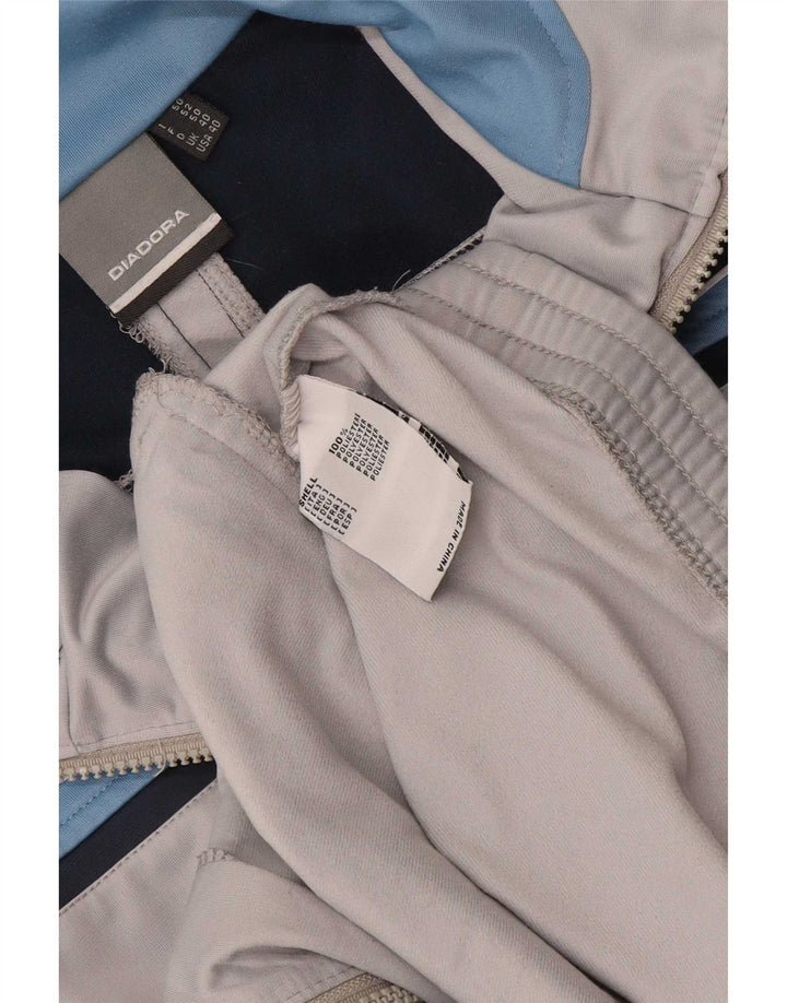 Diadora Mens Tracksuit Top Jacket UK 40 Medium Grey Colourblock Polyester