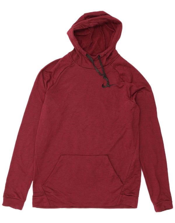 Nike Mens Dri Fit Hoodie Jumper Large Burgundy Polyester