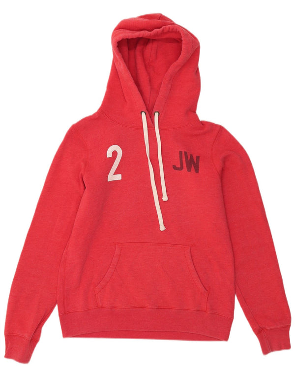 Jack Wills Womens Graphic Hoodie Jumper UK 12 Medium Red Cotton
