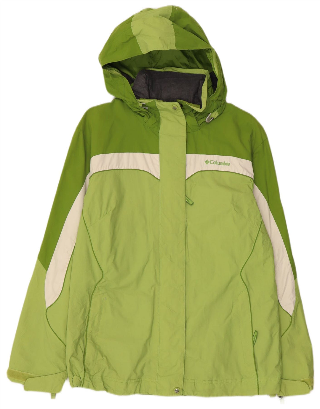 COLUMBIA Womens Interchange Rain Jacket UK 14 Medium Green Colourblock