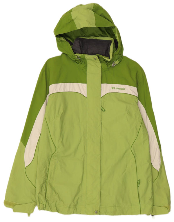 COLUMBIA Womens Interchange Rain Jacket UK 14 Medium Green Colourblock