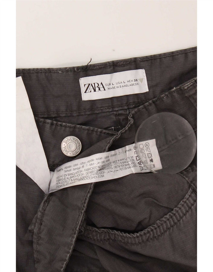 Zara Womens Mini Cargo Skirt Large W30  Grey Cotton