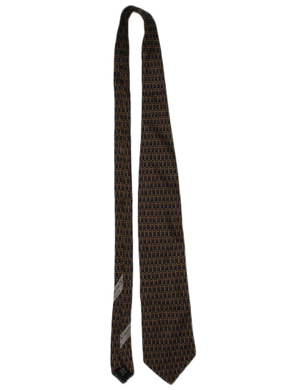 Valentino Mens Cravatte Tie One Size Brown Geometric Silk Designer