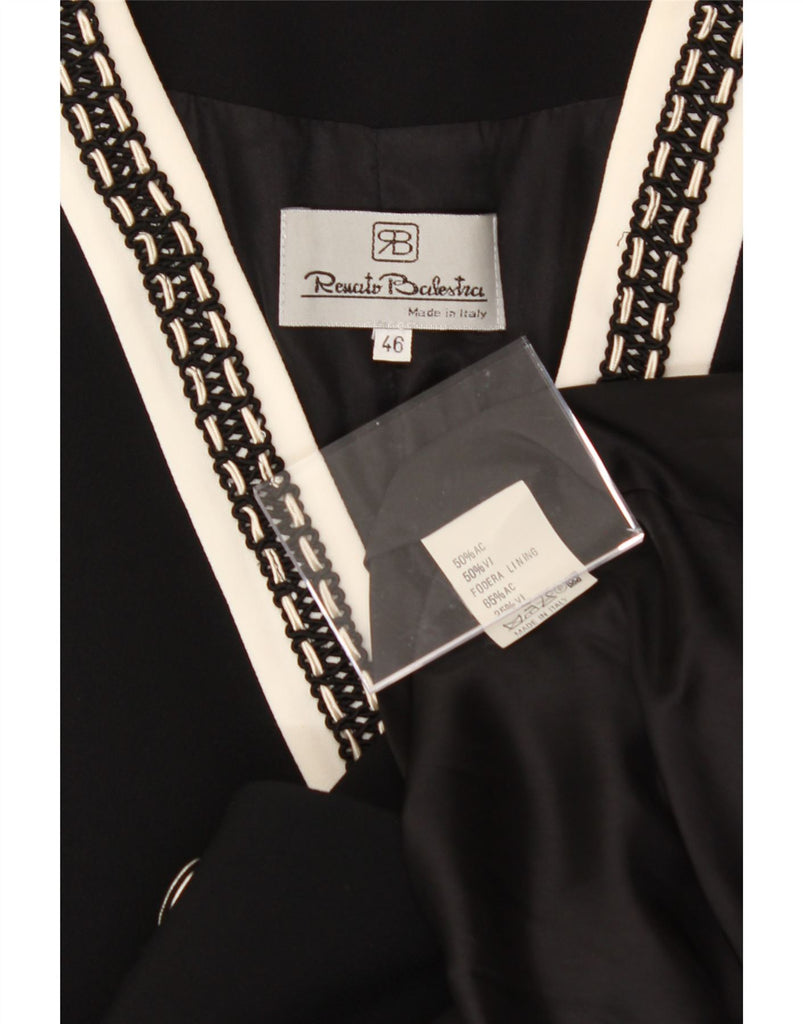 RENATO BALESTRA Womens 3 Button Blazer Jacket IT 46 Large Black Acrylic Vintage Renato Balestra and Second-Hand Renato Balestra from Messina Hembry 