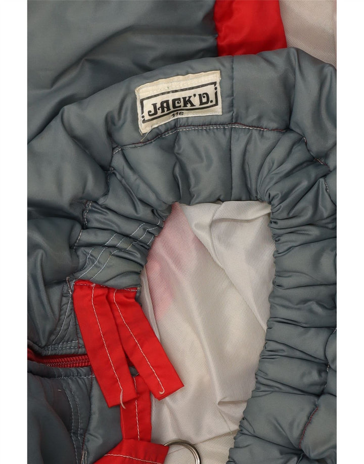 JACK DANIELS Womens Gilet UK 16 Large Grey Colourblock