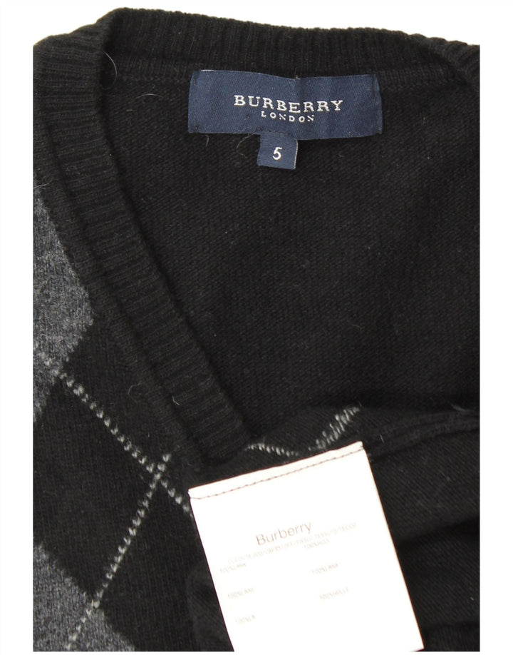 Burberry Mens Vest Tank Top Medium Black Argyle/Diamond Wool