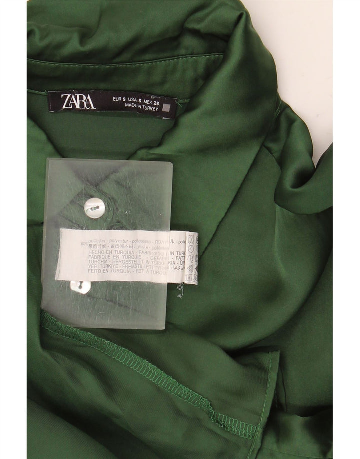Zara Womens Oversized Shirt UK 10 Small Green Polyester