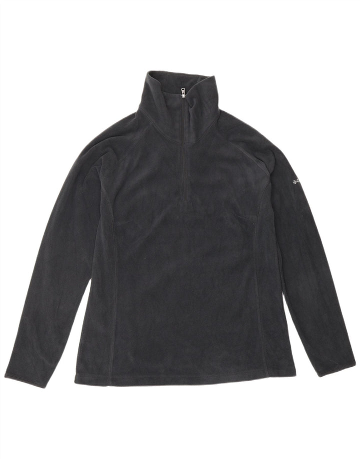 COLUMBIA Mens Zip Neck Fleece Jumper Large Navy Blue Polyester