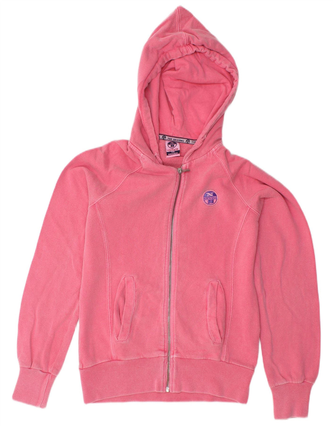 NORTH SAILS Womens Zip Hoodie Sweater UK 6 XS Pink Cotton
