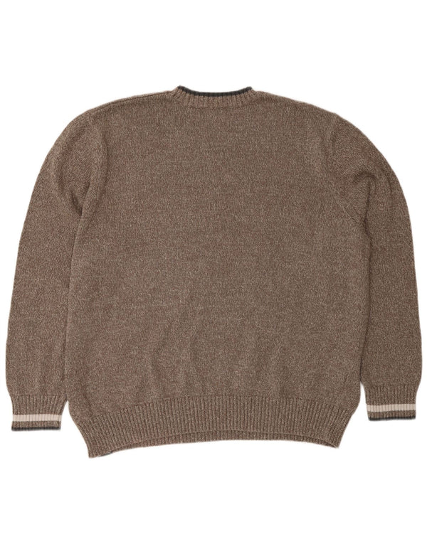 Eddie Bauer Mens Crew Neck Jumper Sweater 2XL Brown Cotton