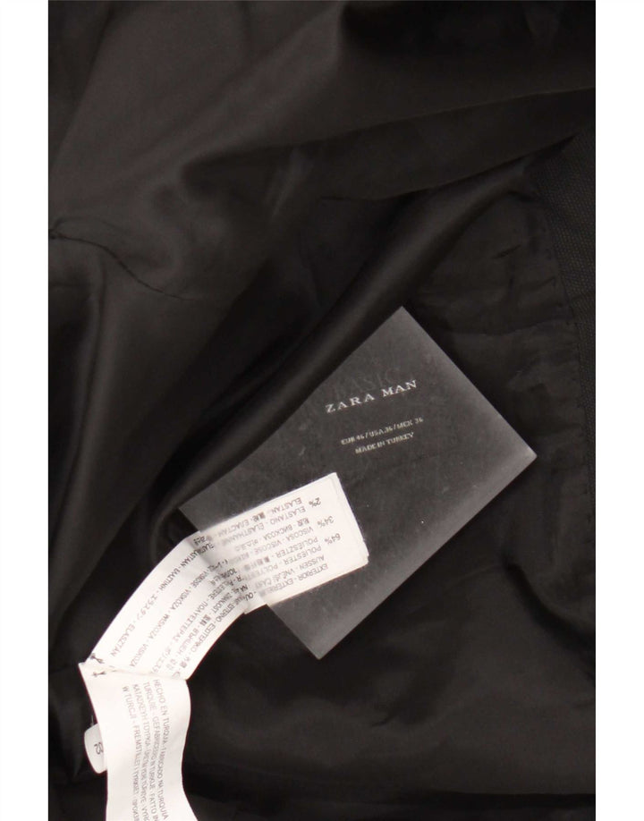 Zara Mens 2 Button Blazer Jacket EU 46 Small Black Polyester