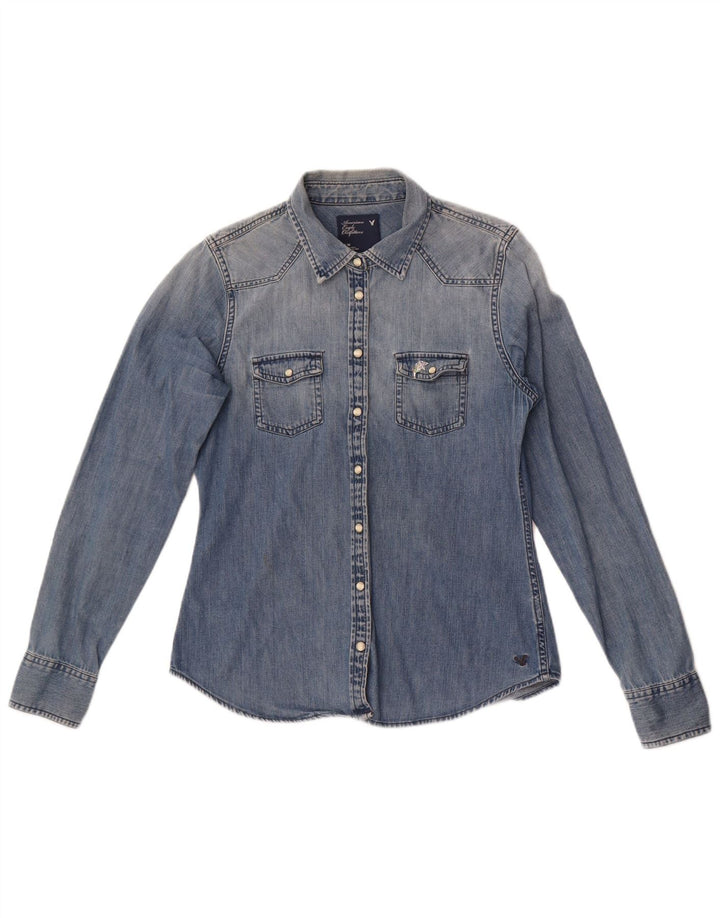 American Eagle Outfitters Womens Denim Shirt UK 14 Medium Blue