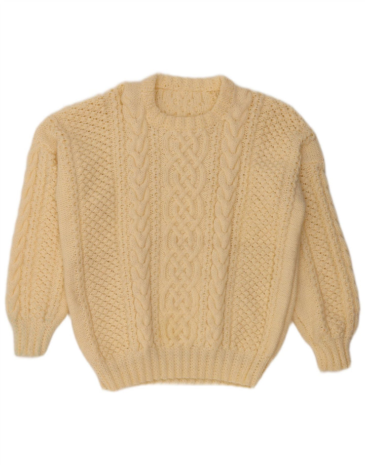 VINTAGE Womens Crew Neck Jumper Sweater UK 14 Large Off White