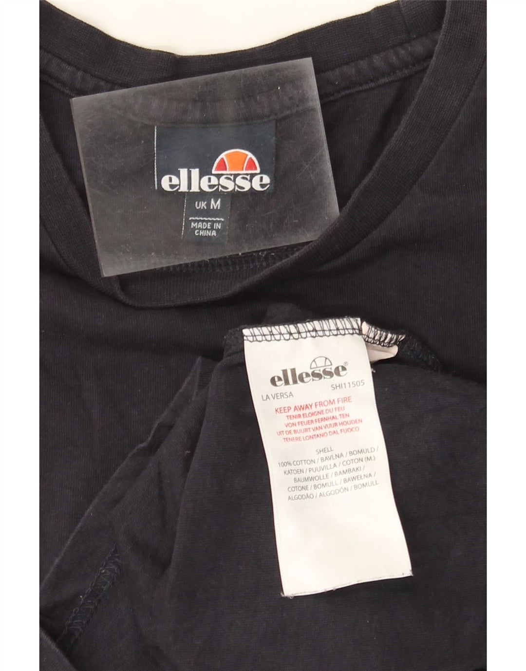 Ellesse Mens T-Shirt Top Medium Navy Blue Colourblock Cotton