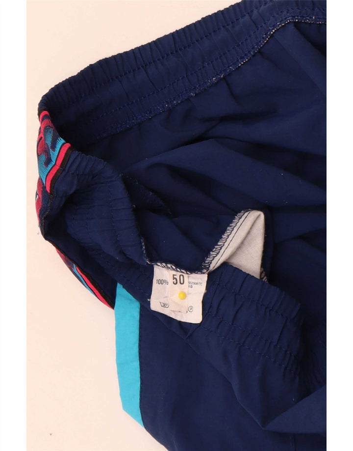 Asics Mens Graphic Tracksuit Trousers IT 50 Medium Navy Blue Colourblock