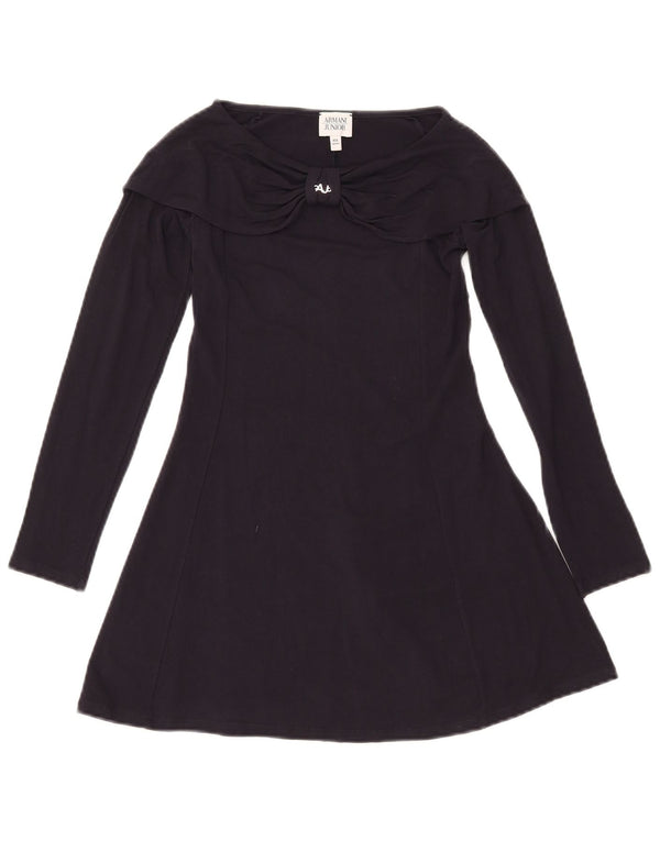 Armani Junior Girls Long Sleeve A-Line Dress 9-10 Years Navy Blue Viscose