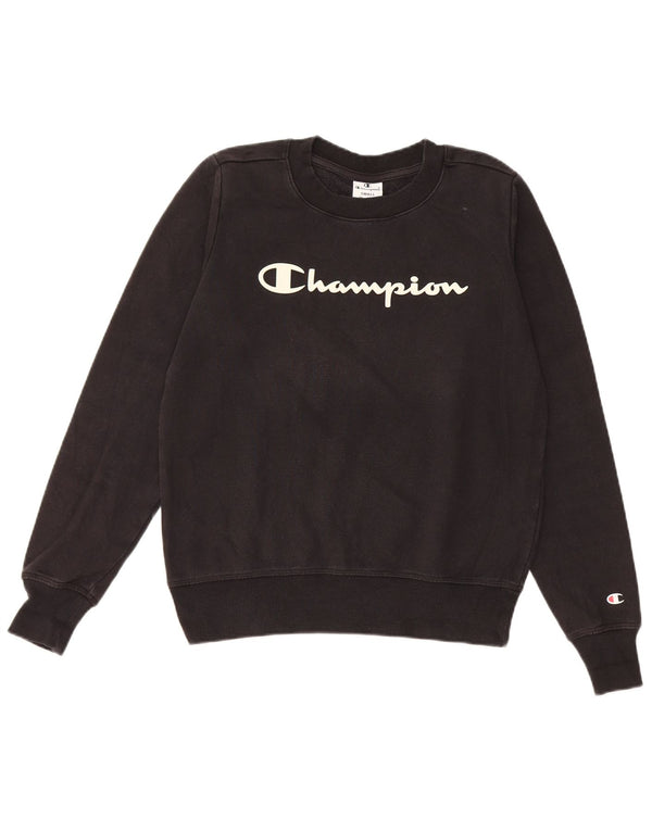 Champion Womens Graphic Sweatshirt Jumper UK 10 Small Black Cotton