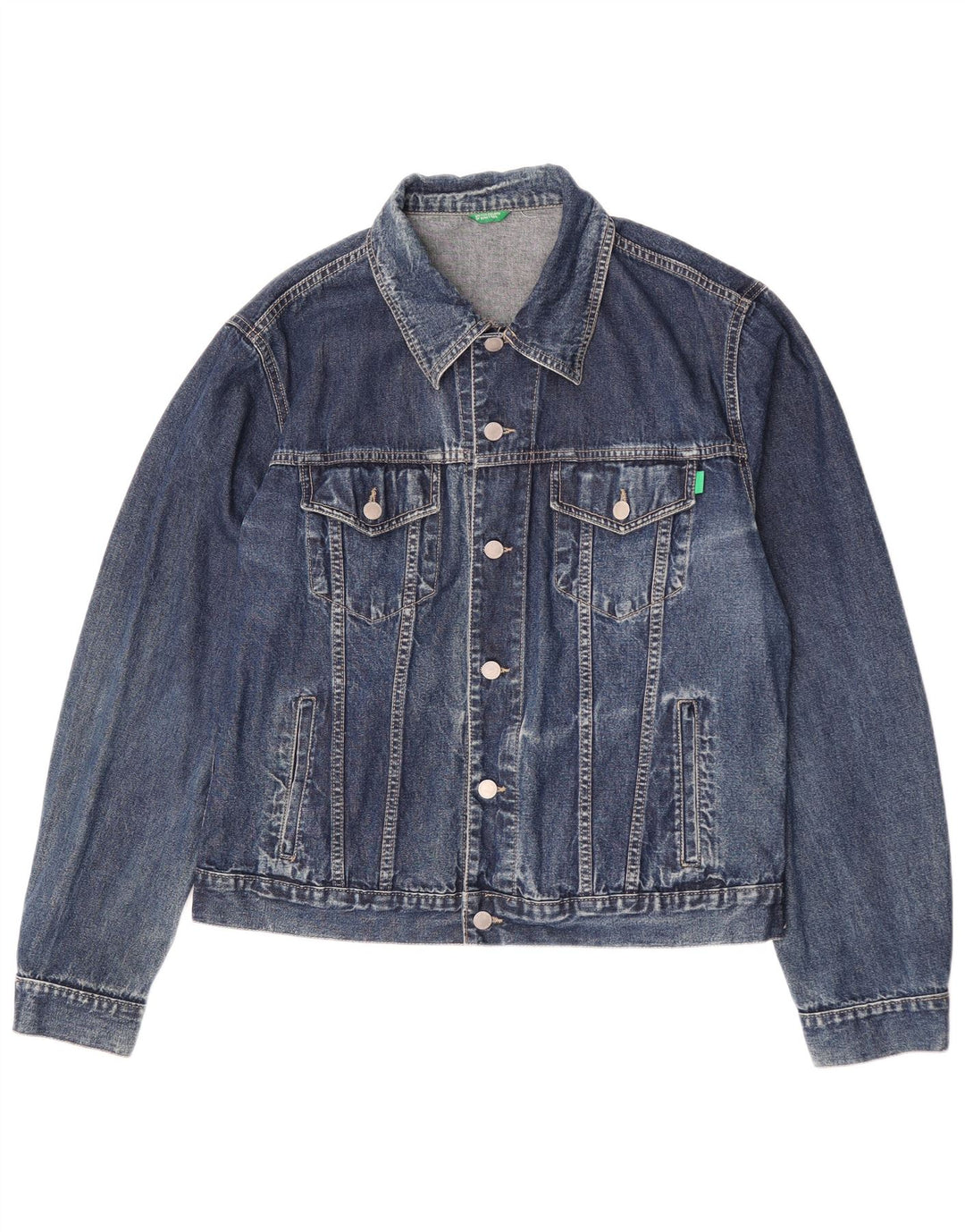 Benetton Mens Denim Jacket UK 42 XL Blue Cotton