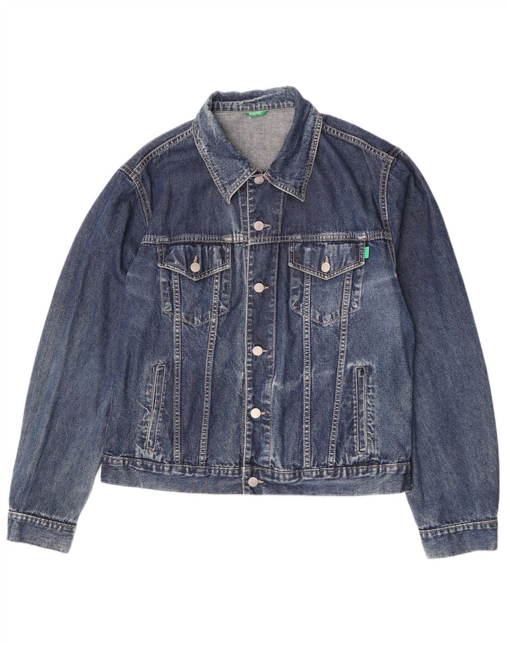 Benetton Mens Denim Jacket UK 42 XL Blue Cotton