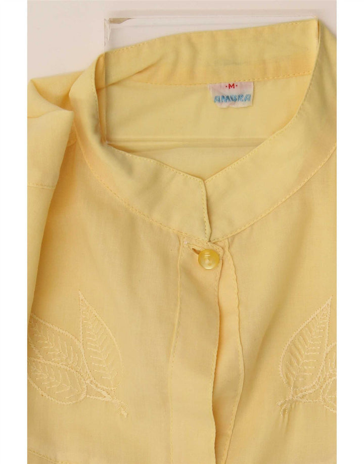 Ambra Womens Short Sleeve Shirt Blouse UK 14 Medium Yellow Polyester