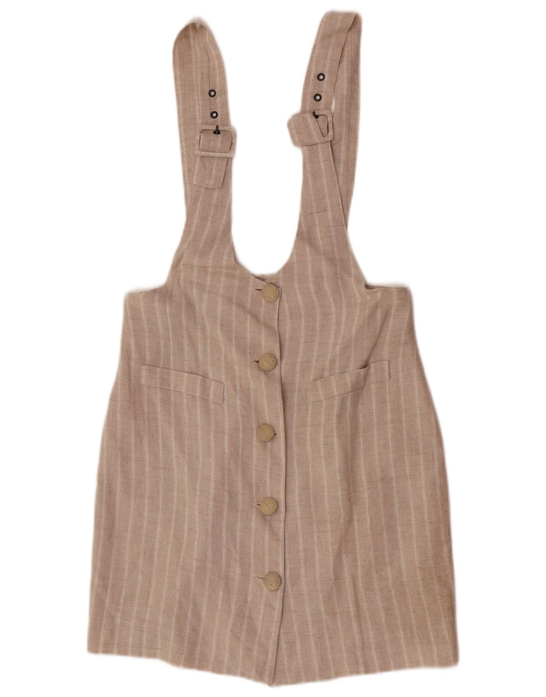 Vintage Womens Dungarees Skirt Medium W30  Beige Striped Viscose