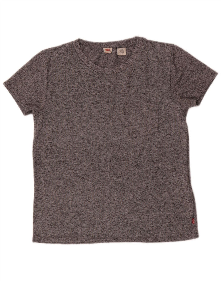 LEVI'S Womens T-Shirt Top UK 10 Small Grey Flecked Polyester