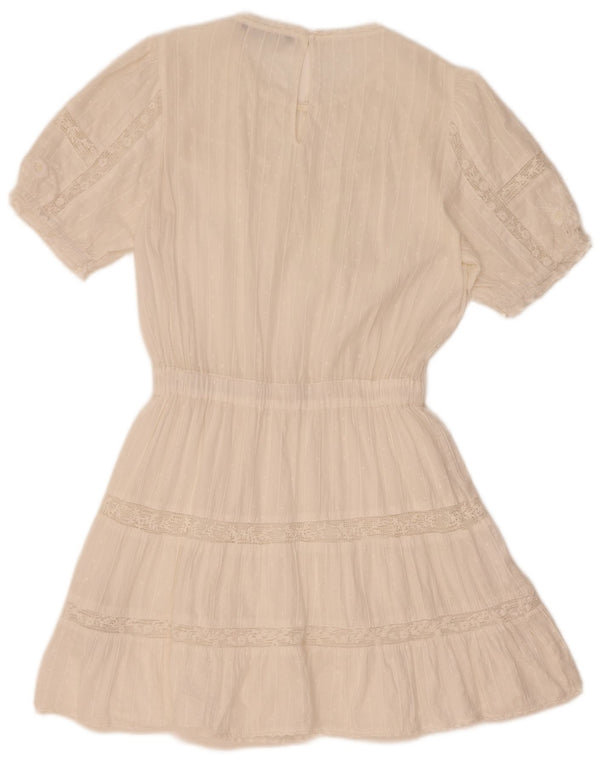 Zara Womens Tiered Dress UK 10 Small White Cotton