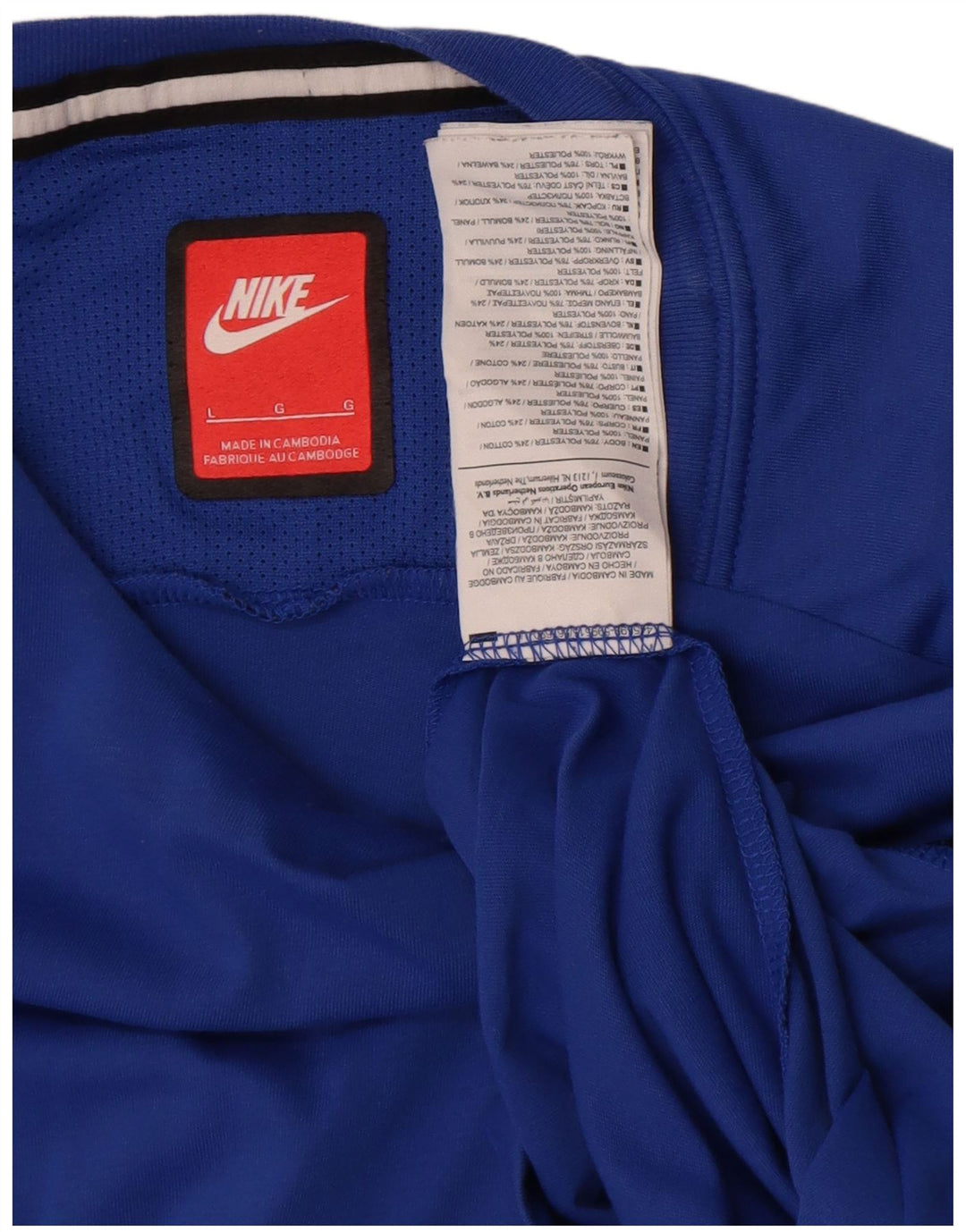 Nike Mens T-Shirt Top Large Blue Colourblock Polyester