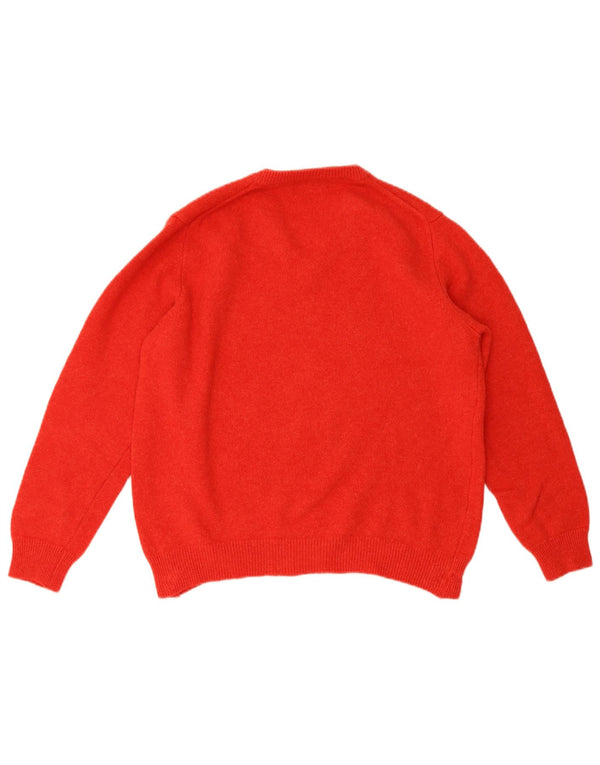 Henry Cottons Womens V-Neck Jumper Sweater UK 18 XL Red Wool