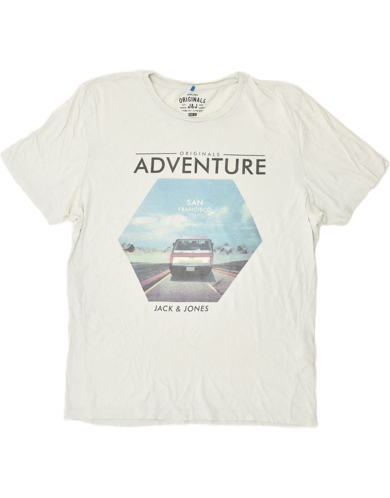 JACK & JONES Mens Slim Graphic T-Shirt Top XL Blue Cotton | Vintage Jack & Jones | Thrift | Second-Hand Jack & Jones | Used Clothing | Messina Hembry 