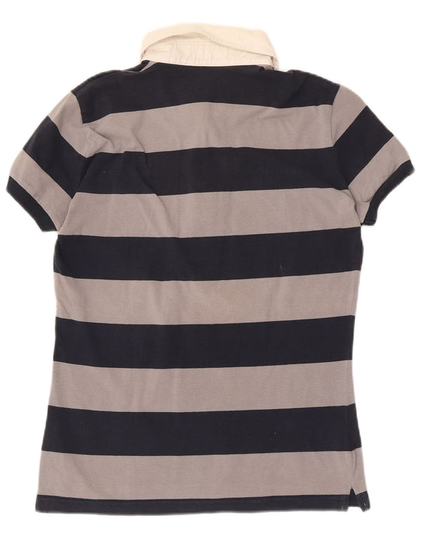 Henry Cottons Womens Polo Shirt IT 48 XL Grey Striped Cotton