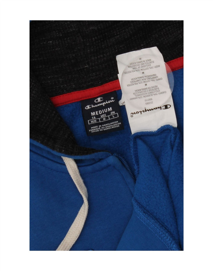 Champion Mens Graphic Zip Hoodie Sweater Medium Blue Cotton