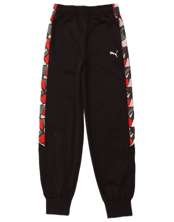 PUMA Boys Tracksuit Trousers Joggers 14-15 Years Large  Black Geometric