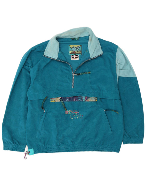 Great Escapes Mens Pullover Tracksuit Top Jacket IT 48 Medium Blue Retro