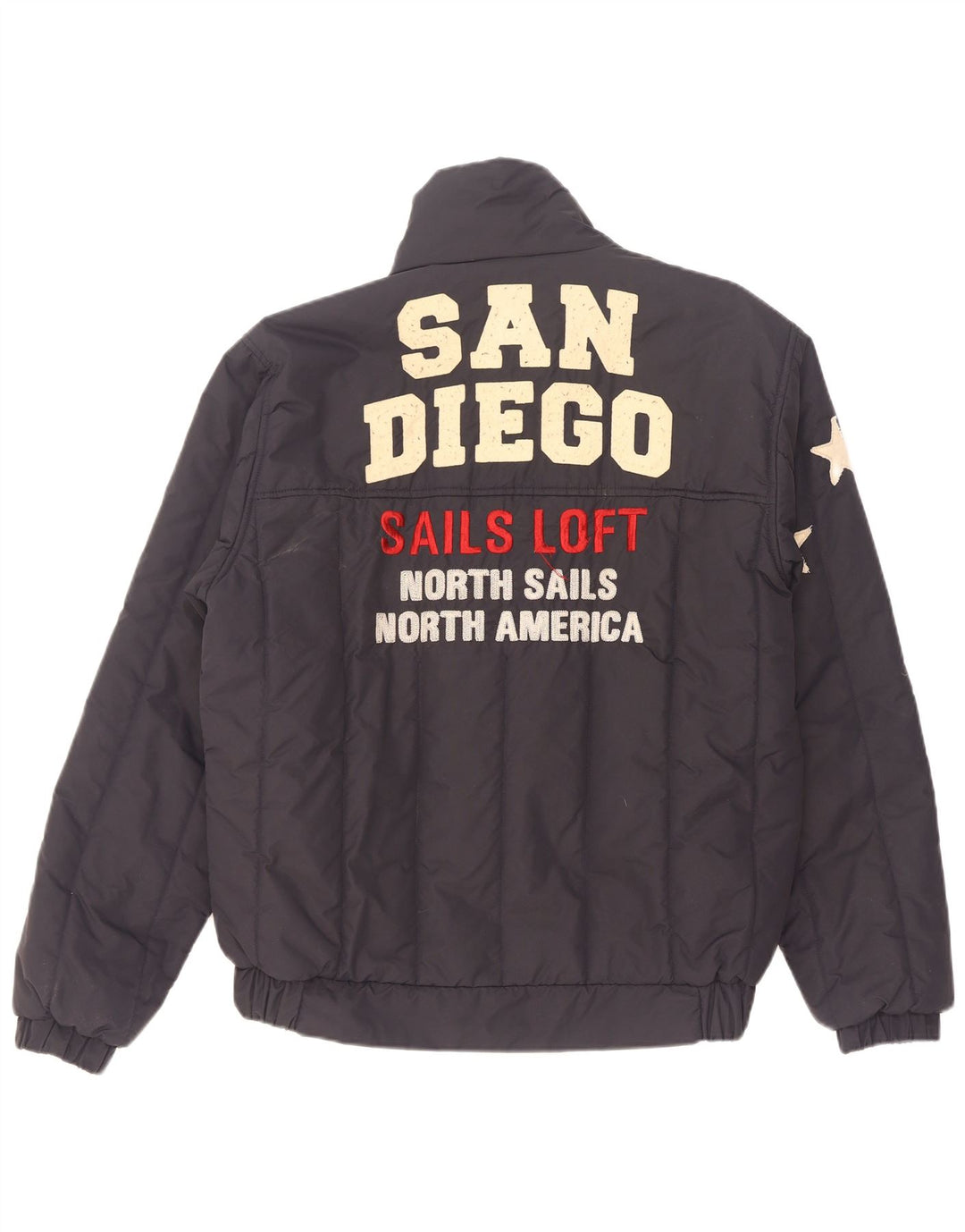 North Sails Mens Graphic Padded Jacket UK 38 Medium Navy Blue Polyamide