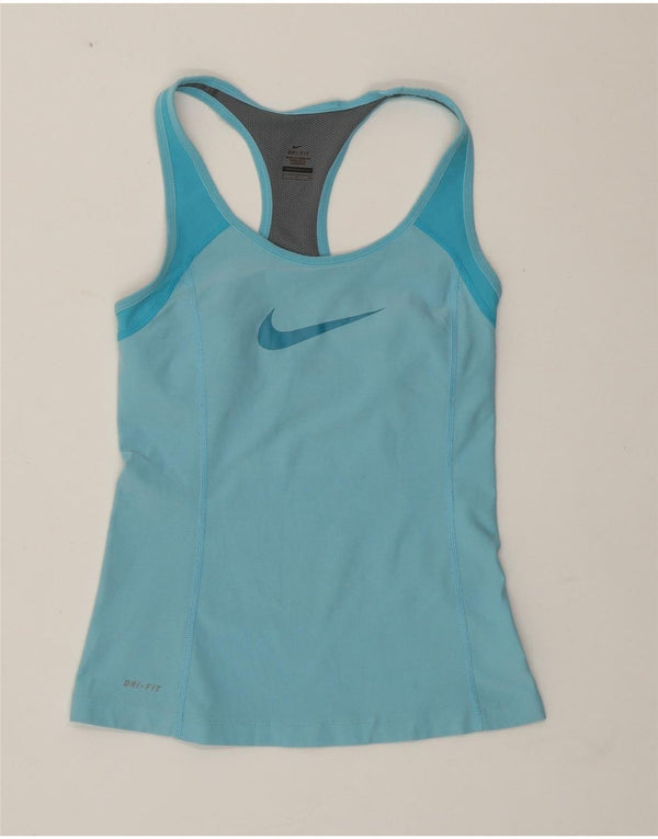 Nike Womens Graphic Vest Top UK 8 Small Blue Colourblock