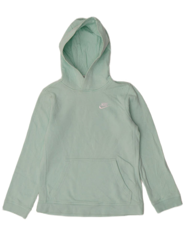 Nike Girls Hoodie Jumper 12-13 Years Large Green Cotton