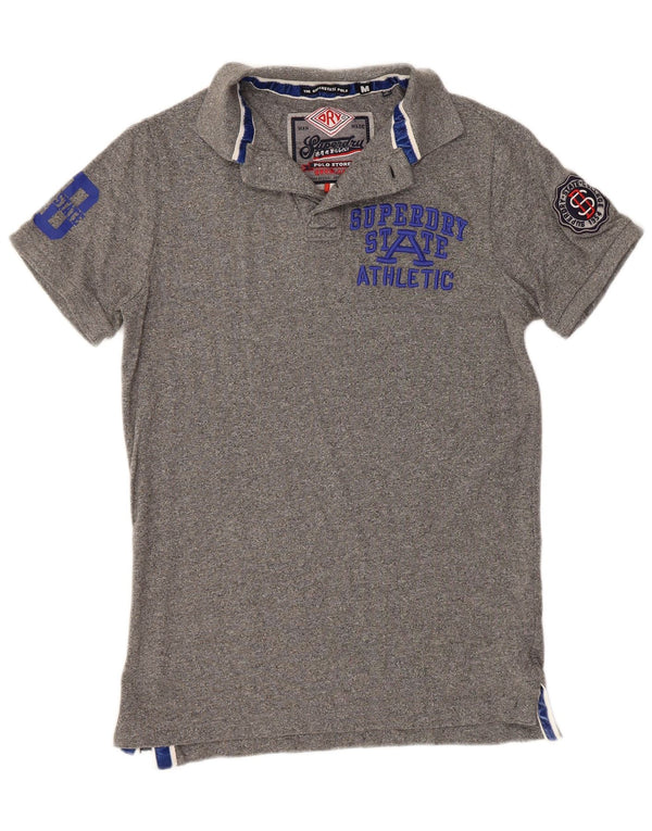 SUPERDRY Mens Graphic Polo Shirt Medium Grey Cotton