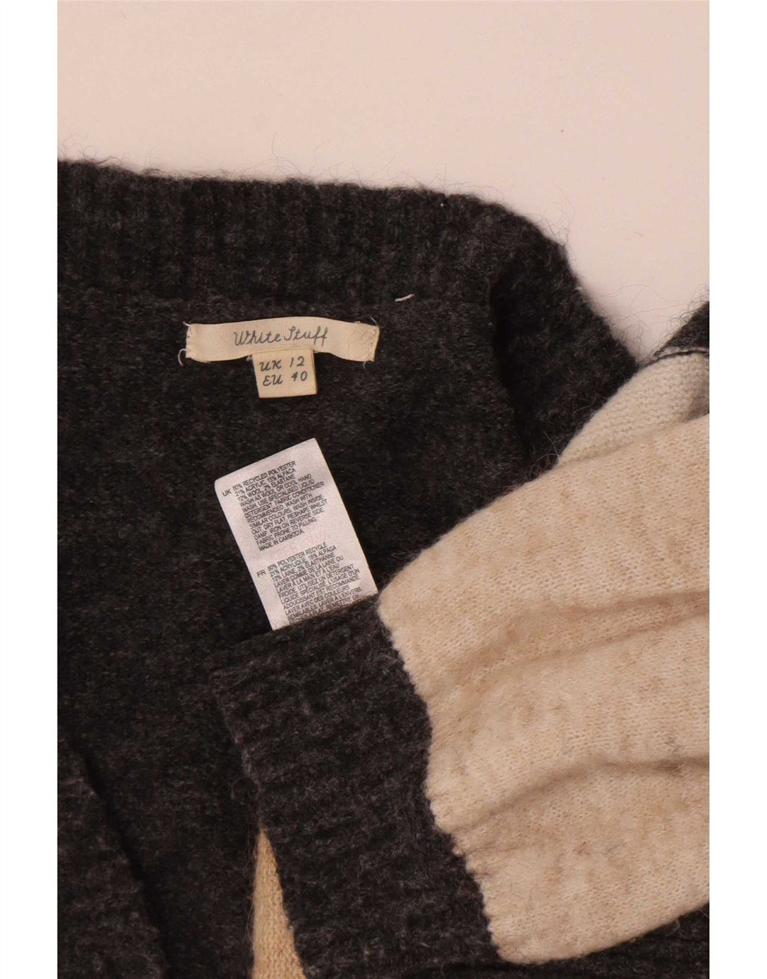 White Stuff Womens Open Cardigan Sweater UK 12 Medium Grey Colourblock
