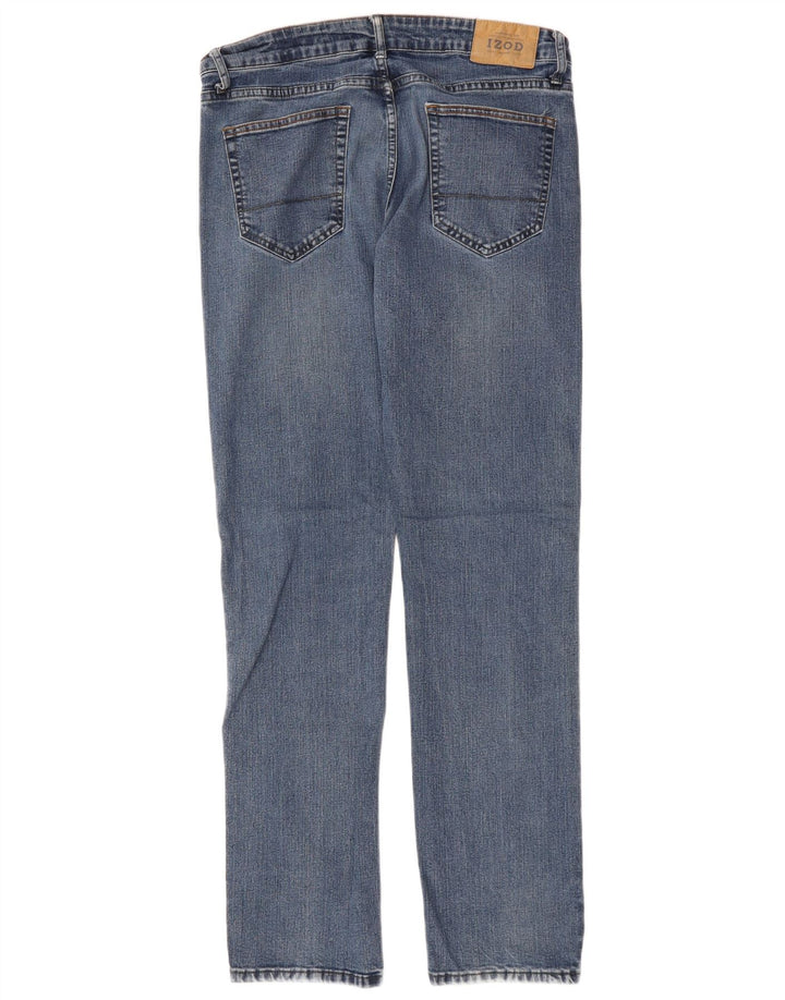IZOD Mens Comfort Stretch Straight Jeans W34 L34 Blue Cotton