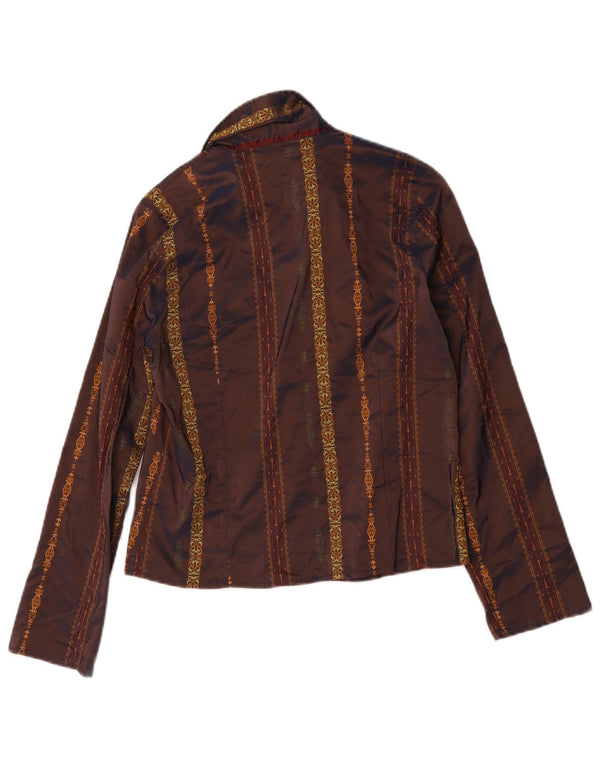 Vintage Womens Shirt Blouse UK 12 Medium Brown Paisley