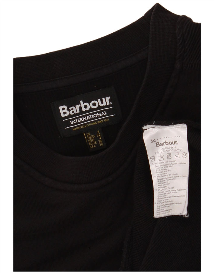 BARBOUR Womens Oversized Sweatshirt Jumper UK 8 Small Black Cotton