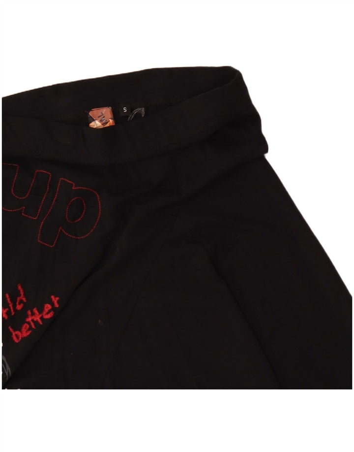 Desigual Womens Graphic A-Line Skirt Small W25 Black Cotton
