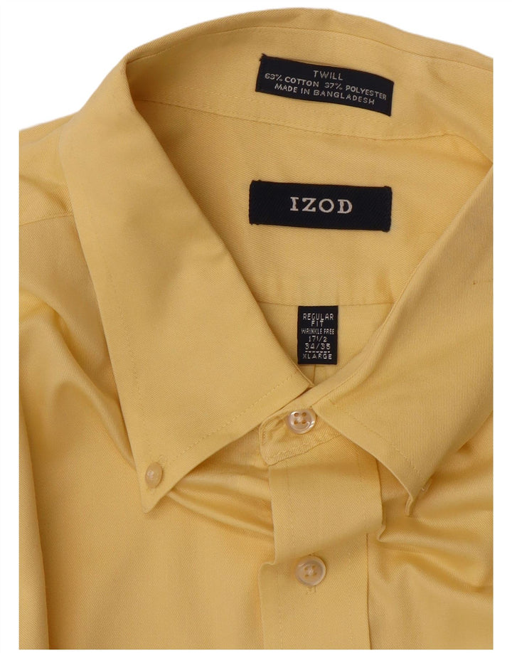 IZOD Mens Regular Fit Shirt Size 17 1/2 XL Yellow Cotton